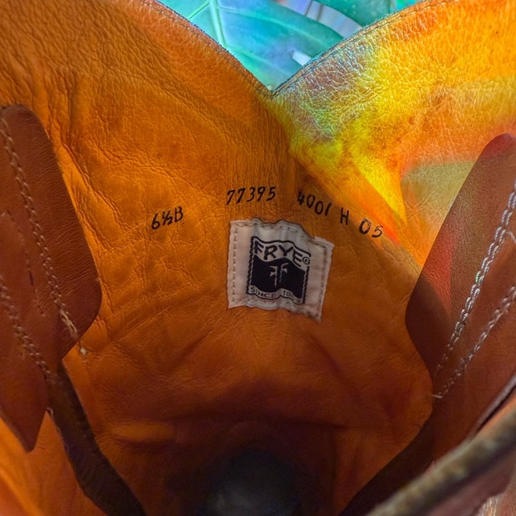 Frye Vintage Sabrina Flower Cowboy western Golden Tan Leather Embroidered Boots - Picture 8 of 10